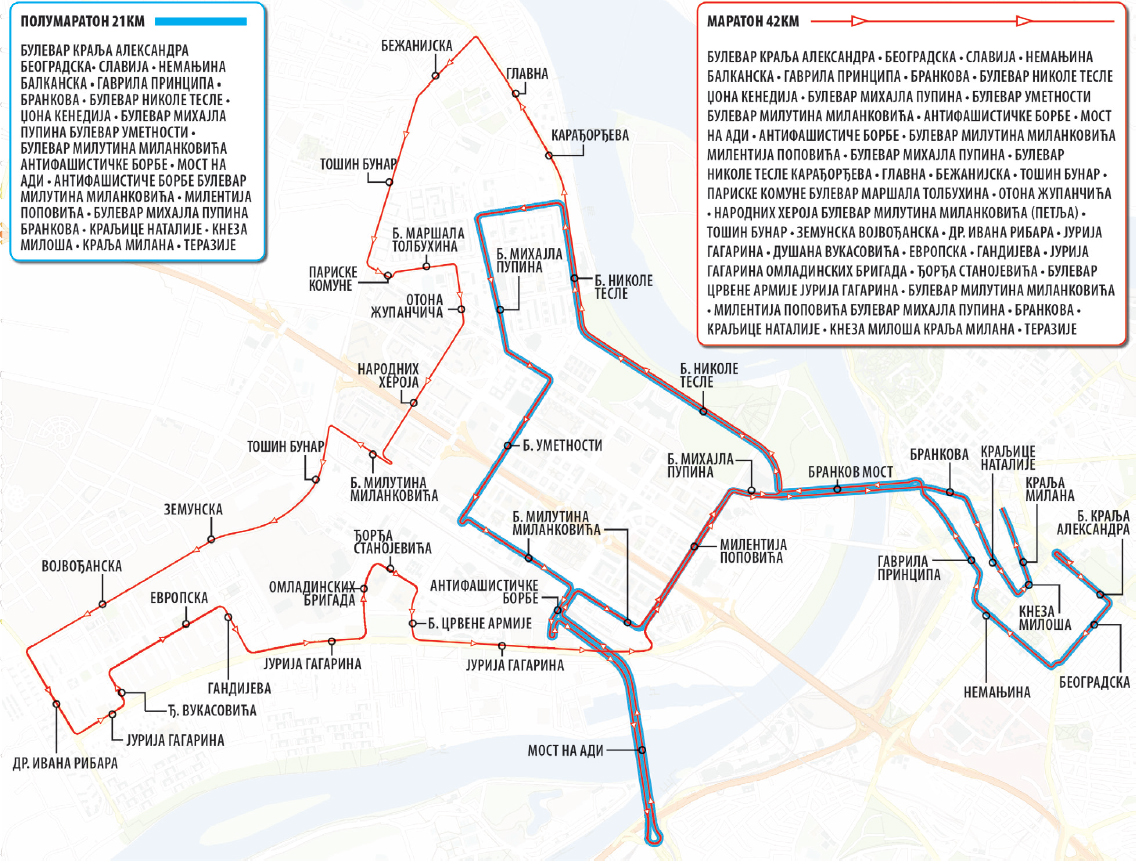 mapa beograda ulice i gradski prevoz ZATVORENE ULICE ZBOG MARATONA: Izmenjene trase gradskog prevoza  mapa beograda ulice i gradski prevoz