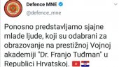 VOJNO MINISTARSTVO SA PONOSOM POTVRDILO SRAMOTU: Nekoliko mladih iz Crne Gore upisuje vojnu akademiju „Dr Franjo Tuđman“ u Hrvatskoj!