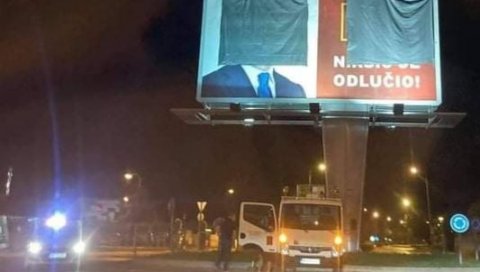 НОВОСТИ САЗНАЈУ: Ево зашто је билборд са Милом прекривен црним платном - прекрили га комуналци и полиција