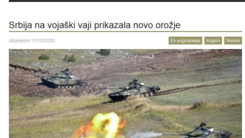 ОДЈЕЦИ ВЕЖБЕ САДЕЈСТВО 2020 У РЕГИОНУ: Словенци бацили око на српски тенк
