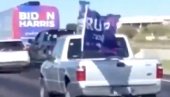 ДРАМА У ЗАВРШНИЦИ КАМПАЊЕ: Трампови окружили Бајденов аутобус, отказан митинг у Тексасу, ФБИ води истрагу