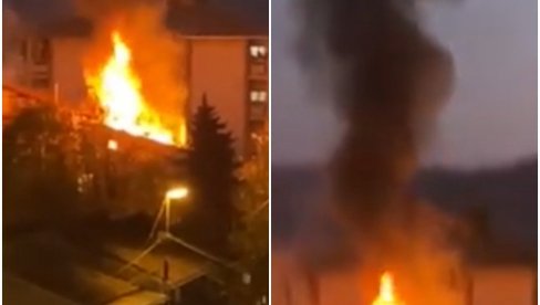 STRAVIČAN POŽAR U TRSTENIKU: Gori potkrovlje zgrade, četiri ekipe su na terenu (VIDEO)