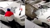 RUS IMAO LUDU SREĆU: Ogromna betonska ploča pala i smrskala mu automobil, izbegao smrt u sekundi (VIDEO)