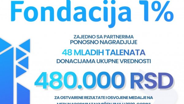 ТАЛЕНТИМА ПО 10.000 ДИНАРА: Фондација 1% наградила младе освајаче медаља