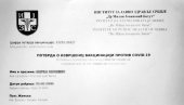 ШТА СВЕ ПИШЕ НА ПОТВРДИ: Када се вакцинишете против короне добијете овај папир
