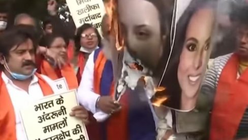 GRETINA SLIKA U PLAMENU: Demonstranti u Indiji spalili sliku klimatske aktivstkinje (VIDEO)