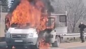 ГОРИ НА ПАНЧЕВАЧКОМ ПУТУ: Камион се запалио насред коловоза (ФОТО)