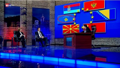 НОВИ СКАНДАЛ НА БН ТВ: Застава лажне државе Косово у емисији Марка Јеремића (ФОТО)