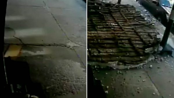 ИЗБЕГНУТА ТРАГЕДИЈА У УЖИЦУ:  Тоне бетона и арматуре обрушиле се поред пролазнице