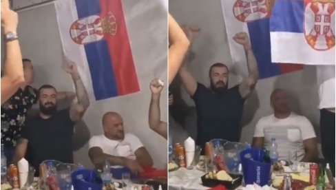 PEKOVIĆ SA TROBOJKOM ZAPALIO REGION: Usnimljen kako se veseli pod šatorom uz stihove Evo braće koja smiju srpski barjak da razviju (VIDEO)