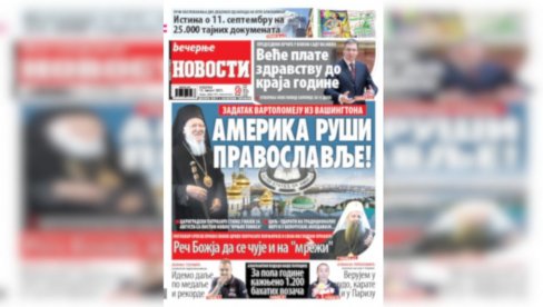 UDAR IZ VAŠINGTONA: U nedeljnom izdanju Novosti čitajte o napadu na pravoslavlje, obuci pilota helikoptera, bahatim vozačima...