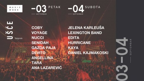 MUSIC WEEK SLEDEĆEG VIKENDA: Novi datumi i raspored nastupa