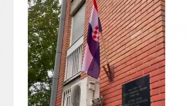 СКАНДАЛ У НОВОМ САДУ: Уместо српске вијори се хрватска застава, отворена врата МЗ Лиман (ВИДЕО)