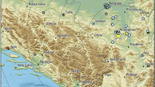 ЗЕМЉОТРЕС У СРБИЈИ: Јаки потреси код Крагујевца