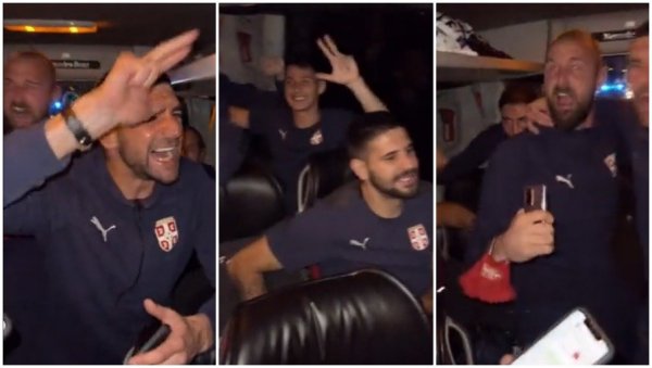 СУНЦЕ МОЈЕ, КОГА САДА ГРЕЈЕШ? Фудбалери Србије славили у аутобусу као никада пре (ВИДЕО)