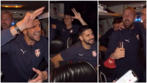 СУНЦЕ МОЈЕ, КОГА САДА ГРЕЈЕШ? Фудбалери Србије славили у аутобусу као никада пре (ВИДЕО)