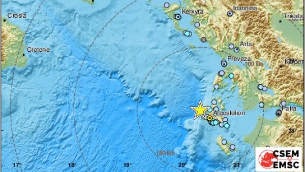 ПОСЛЕ ТУРСКЕ ТРЕСЛО СЕ И У ГРЧКОЈ: Земљотрес јачине 4,8 степени погодио Кефалонију