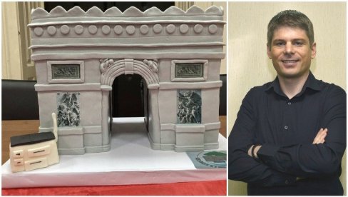 КАПИЈА И ШПОРЕТ: Арно Гујон добио торту у облику симбола Париза и “смедеревца”