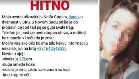 SREĆAN KRAJ POTRAGE: Pojavila se nestala devojka iz Novog Sada