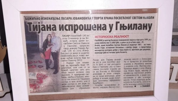 УСПОМЕНА КОЈА НЕ БЛЕДИ: Текст о најлепшој просидби на Косову и Метохији урамљен на годишњицу