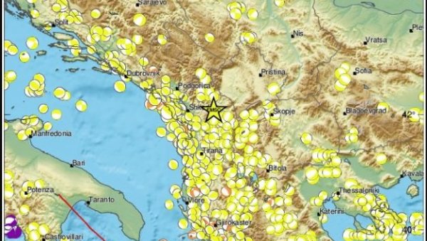 ЗАТРЕСАО СЕ ЈУГ СРБИЈЕ: Земљотрес регистрован јужно од Призрена