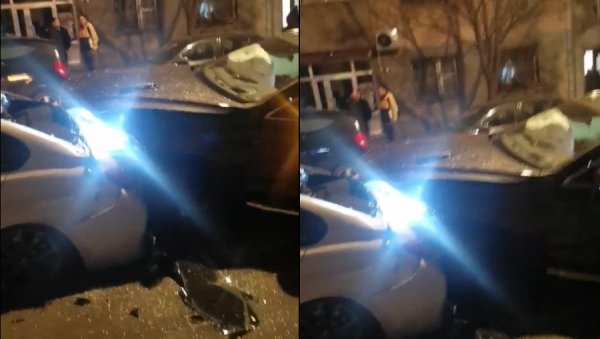 ХАОС НА СЛАВИЈИ: У великој брзини улетео у улицу, ударио десетак аутомобила и преврнуо се (ВИДЕО)