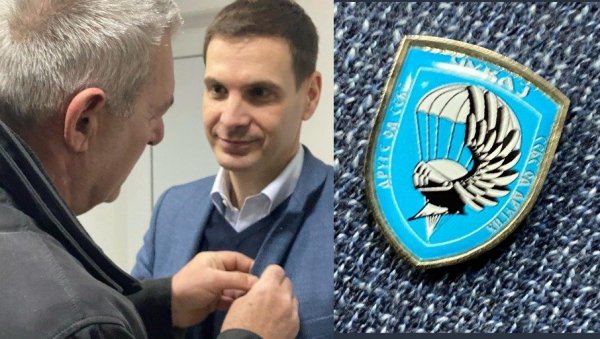 ЗНАЧКА КАО ЧАСТ: Милош Јовановић добио признање ветерана 63. падобранске бригаде