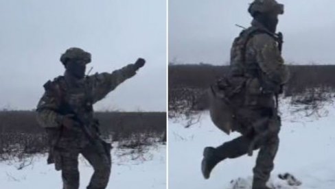 UKRAJINSKI VOJNIK IGRA KAO ASKA: Pokazao sve plesne sposobnosti na snegu! Toliko o tome koliko strahuju od Rusije (VIDEO)
