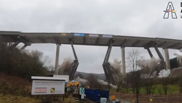НЕВЕРОВАТАН СНИМАК ЕКСПЛОЗИЈЕ: У Немачкој дигнут у ваздух мост са 120 килограма експлозива (ВИДЕО)