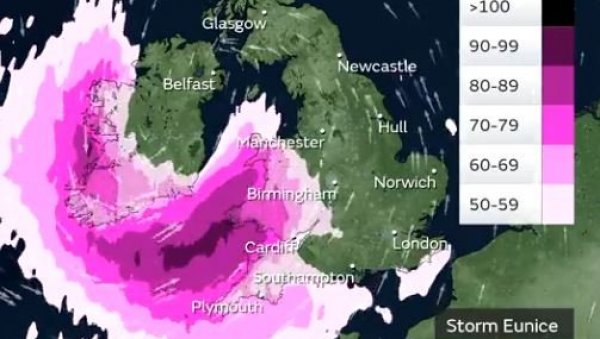 БРИТАНЦИ УПОЗОРЕНИ: Стиже олуја „Јунис“, постоји опасност по живот