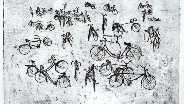 ПУТ ОКО СВЕТА БИЦИКЛОМ: Изложба графике Љубомира Кокотовића после 55 година у Новом Саду