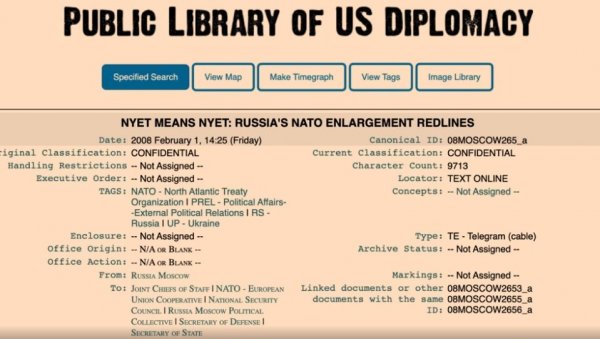 ЦРВЕНА ЛИНИЈА МОСКВЕ Документа Викилиса откривају: Американци још 2008. знали да би чланство Украјине у НАТО изазвало рат