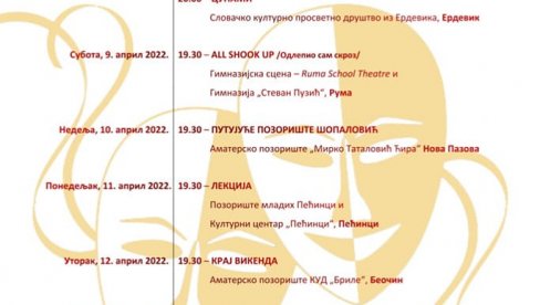 „CUNAMI“ OTVARA SMOTRU: U Beočinu u petak 45. okupljanje amaterskih pozorišta Srema