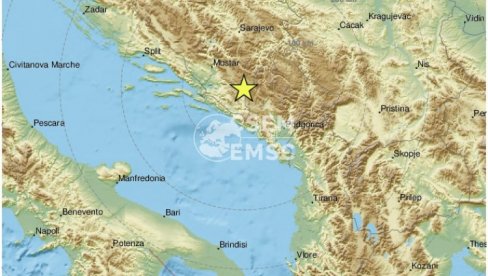 PONOVO SE ZATRESLA HERECEGOVINA: Novi zemljotres jačine 3,9 stepeni Rihterove skale