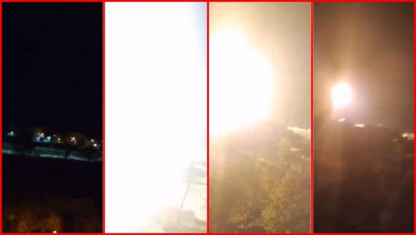 НОЋ СЕ ОДЈЕДНОМ ПРЕТВОРИЛА У ДАН: Погледајте снимак напада у Херсону, снажна експлозија код ТВ торња (ВИДЕО)