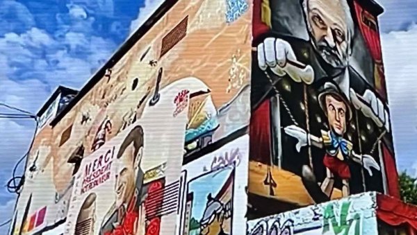 УЛИЧНИ УМЕТНИК УЗБУРКАО ФРАНЦУСКУ: Цртеж на зиду у Авињону изазвао велику полемику о стању демократије у земљи