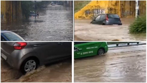ПОТОП У НИШУ: Невреме изазвало хаос у граду на Нишави, улице под водом, бујица носила аутомобиле! (ВИДЕО)