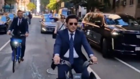 HIT SNIMAK DRITANA: Abazović na biciklu juri kroz NJujork dok telohranitelji idu za njim (VIDEO)