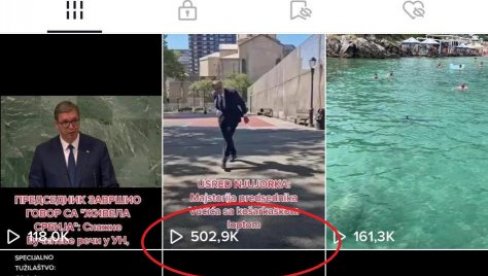 VIŠE OD POLA MILIONA LJUDI POGLEDALO VIDEO! Ovaj snimak Vučića iz NJujorka je hit na Tik-tok nalogu "Novosti" (FOTO/VIDEO)