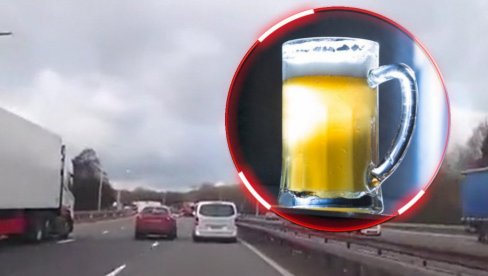 SULUDA EGZIBICIJA NA AUTO-PUTU: Vozač šokirao rizičnim potezom - ugrozio bezbednost, sve zbog piva (VIDEO)