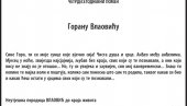 SINE GORO, TI SI MOJE SUNCE: Porodica dala čitulju za ubijenog Gorana Vlaovića