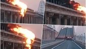 ПОГЛЕДАЈТЕ: Букти пламен - језив снимак пожара на Кримском мосту (ВИДЕО)