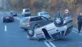 АУТО НА КРОВУ, НЕМА ПОВРЕЂЕНИХ: Саобраћајна несрећа на магистрали код Ужица (ВИДЕО)