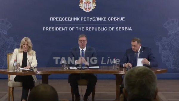 (LIVE) ADDRESS OF THE PRESIDENT: Vučić after the meeting with Dodik and Cvijanović (VIDEO)