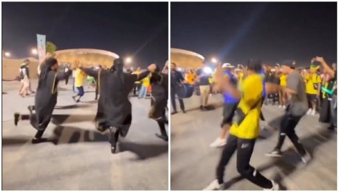 КАКАВ ОКРШАЈ НАВИЈАЧА У КАТАРУ: Арапи су заиграли свој плес, а онда су их видели Бразилци... (ВИДЕО)