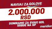 VREME JE ZA GOLOVE, VREME JE ZA POBEDU: Meridian svaki gol Srbije protiv Švajcarske nagrađuje sa DVA MILIONA DINARA!