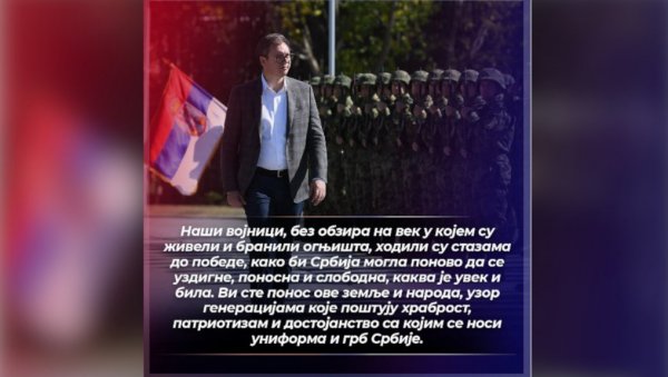 СРБИЈА ЋЕ ВЕЧНО ПАМТИТИ ЖРТВЕ КОЈЕ СТЕ ПОДНЕЛИ Вучић честитао Дан војних ветерана