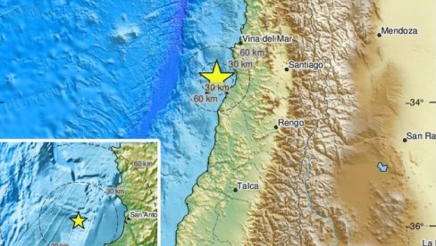 ТРЕСЛО СЕ НА ПОДРУЧЈУ ЧИЛЕА: Регистрован земљотрес јачине 5,6 степени Рихтерове скале