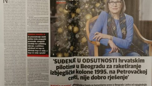 SRAMNA IZJAVA NATAŠE KANDIĆ: Suđenje hrvatskim pilotima za Petrovačku cestu nije dobro rešenje