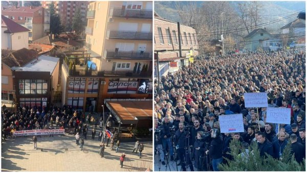 ЈЕДНИ СЕ БОРЕ ЗА ГОЛИ ЖИВОТ, ДРУГИ ЗА ПОЛИТИЧКЕ ПОЕНЕ: Одржан протест и у Косовској Митровици, окупиле се 43 особе